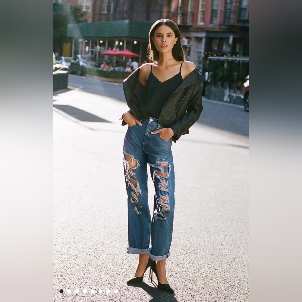 Anthropologie Pilcro NWT The Joey High-Rise Straight Jeans Blue Size 28